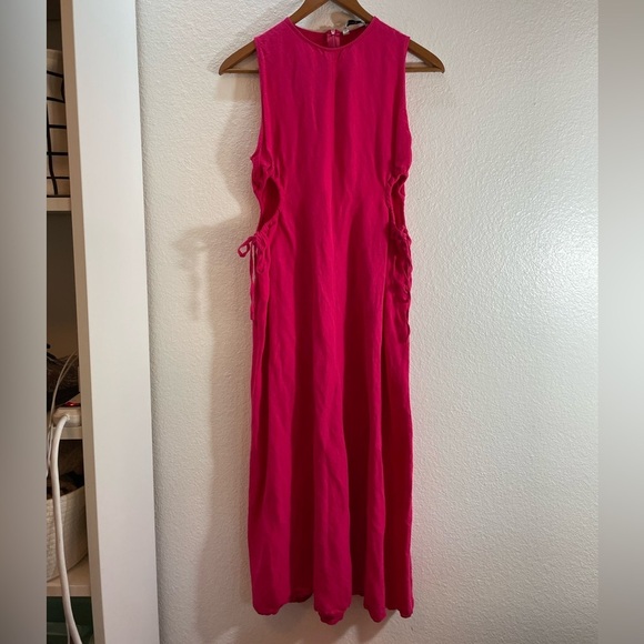 Zara Dresses & Skirts - Zara Linen Cut Out Sleeveless Dress Pink/Coral Size Small
